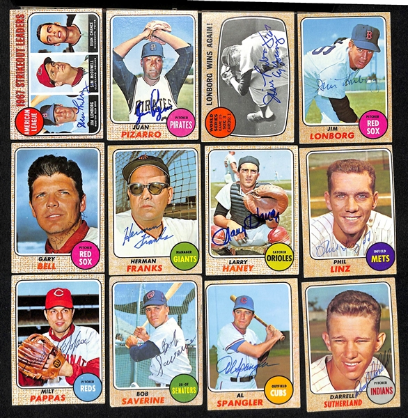 Lot of (22) 1968 Topps Autographed Cards w. Jim Bunning, Al Kaline and others (JSA Auction Letter)
